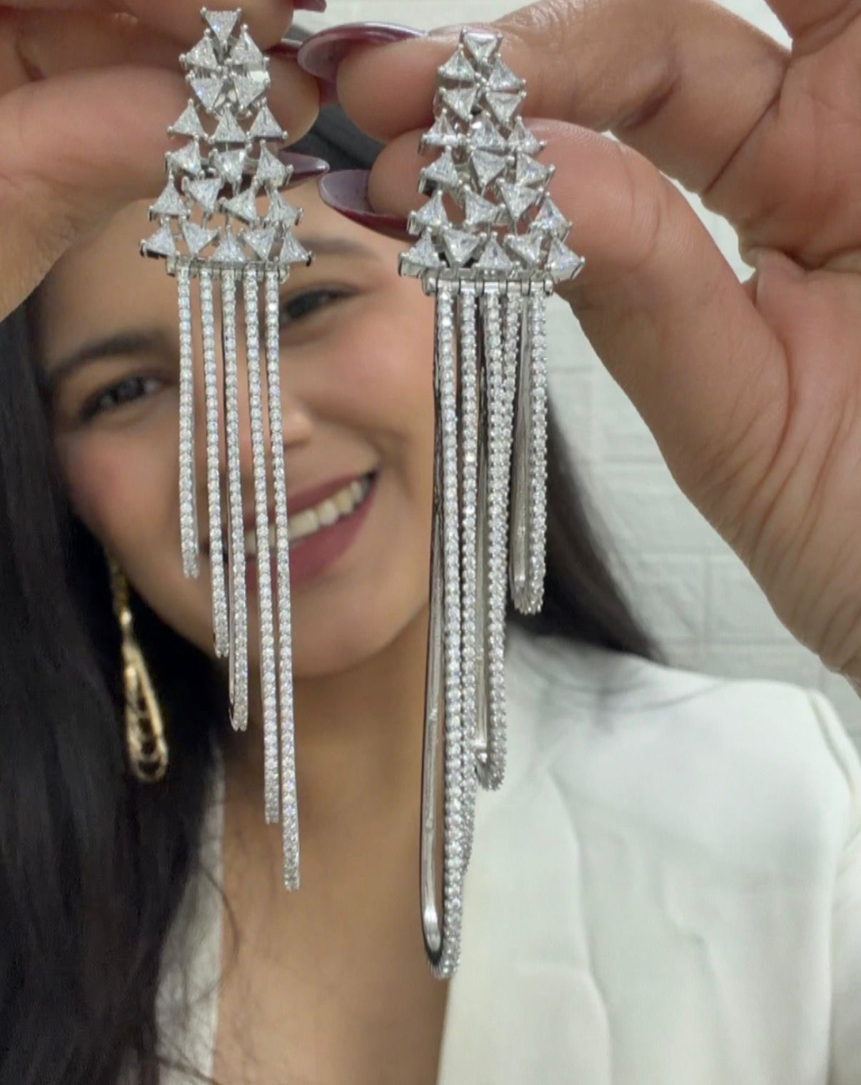 Diamond Stud Earrings (Polki/Kundan Style)
