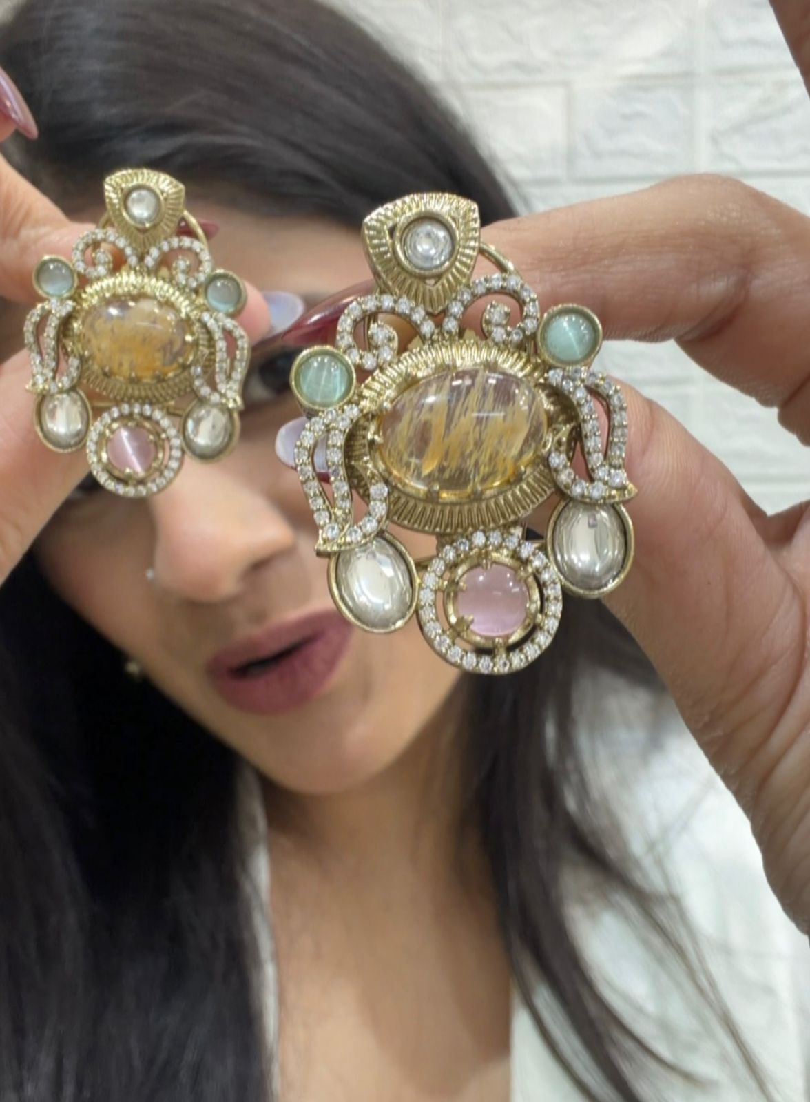 Diamond & Ruby Drop Earrings