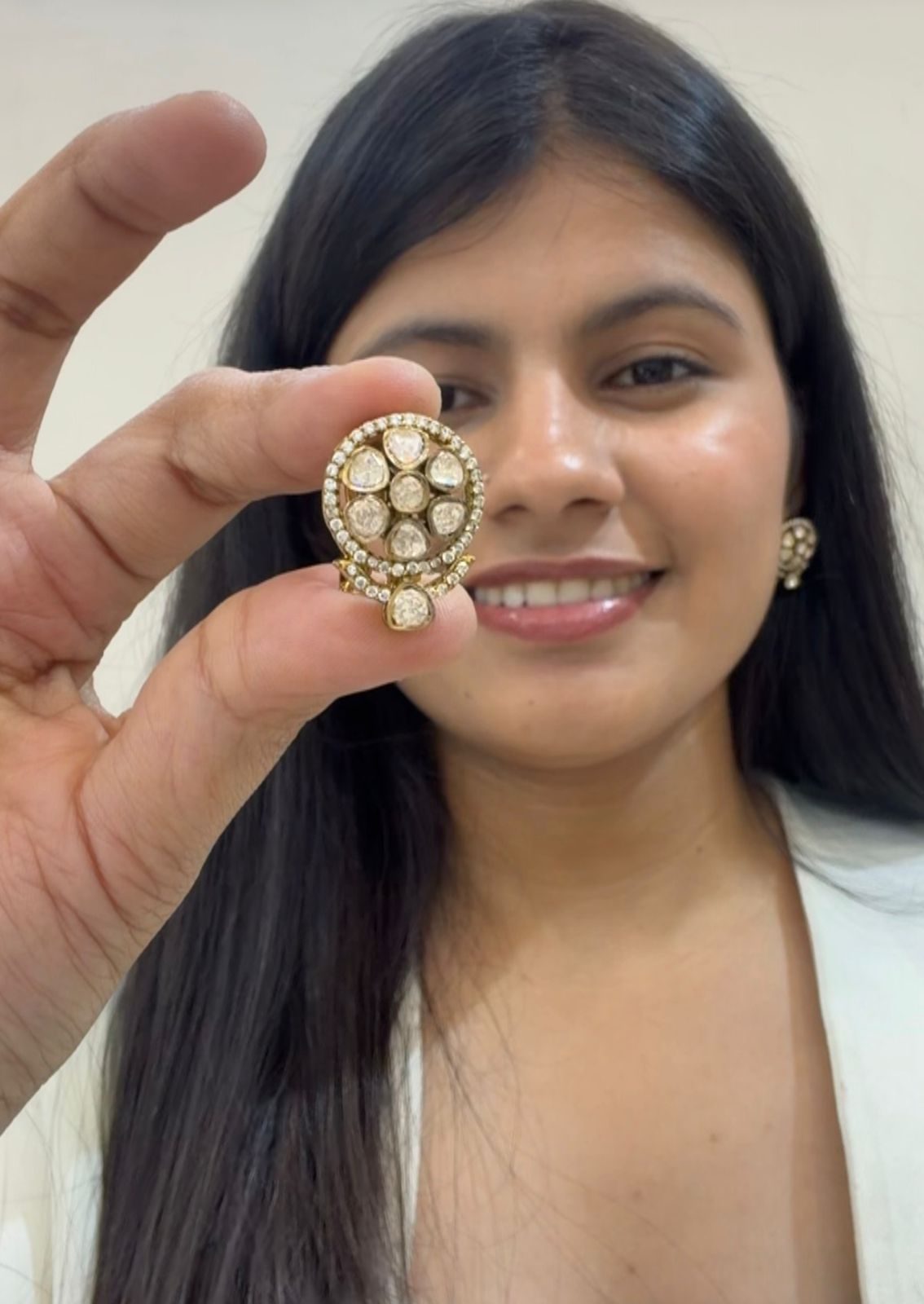 Diamond Cut Kundan Hoop Earrings (or simply Kundan Stone Hoop Earrings)
