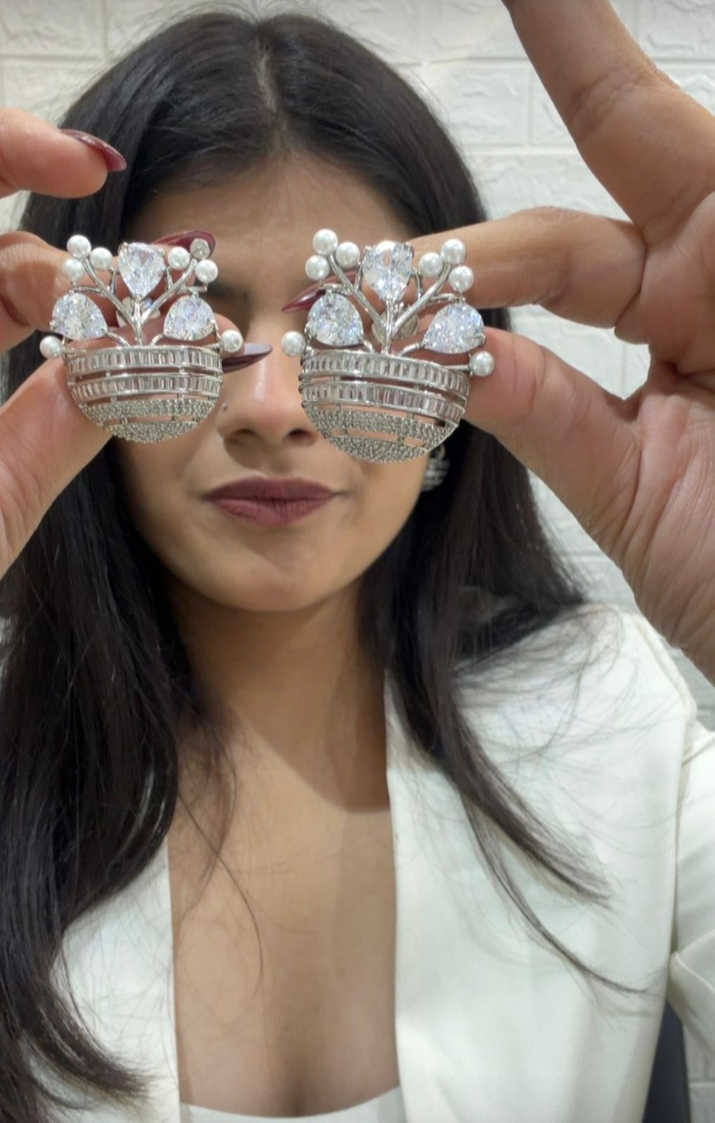 Diamond Crown Earrings (or Silver Flower Basket Earrings)