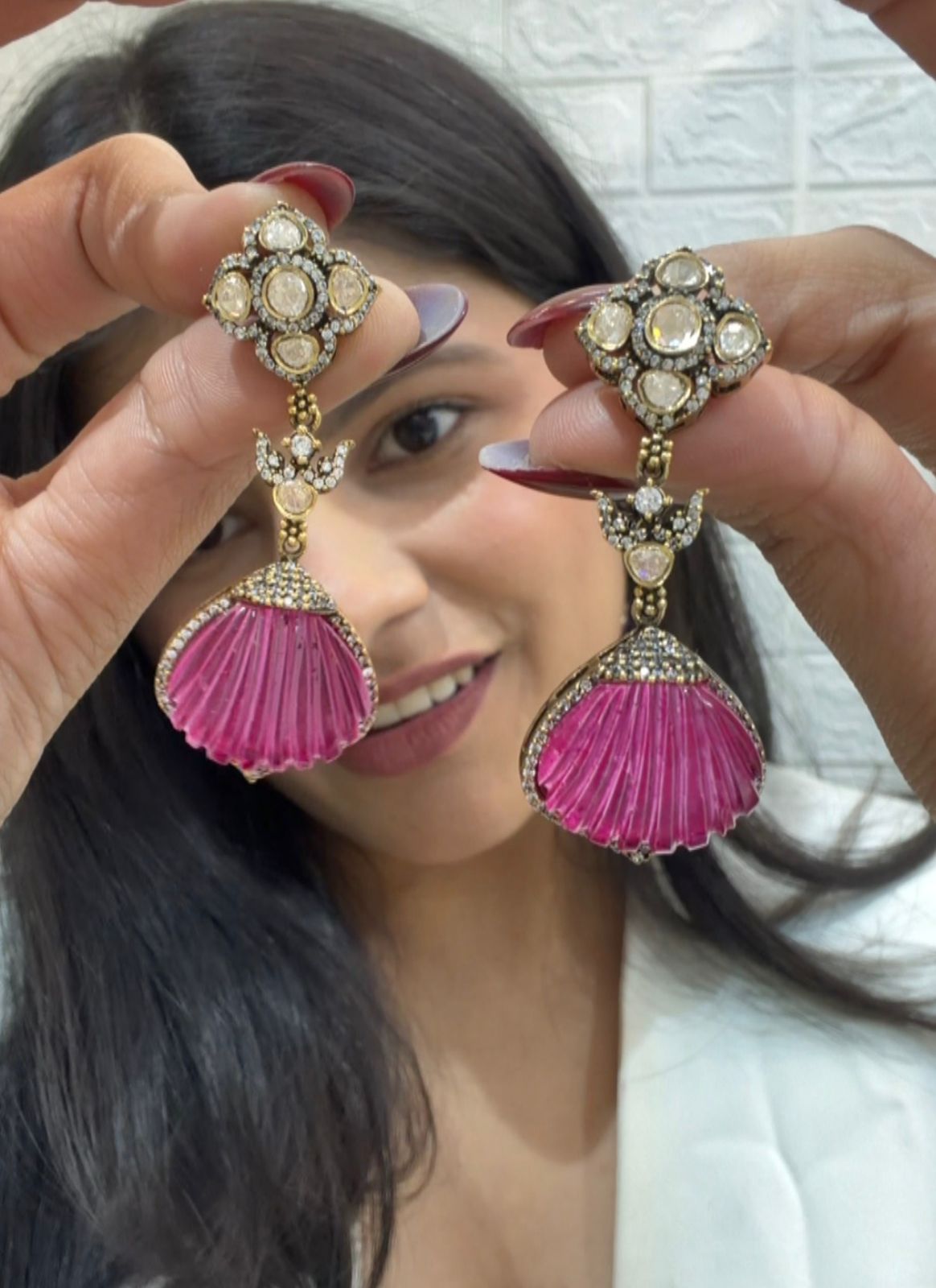 Purple Shell Dangler Earrings