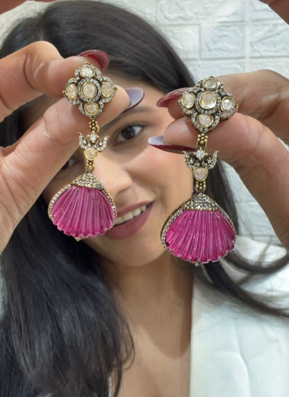 Purple Shell Dangler Earrings