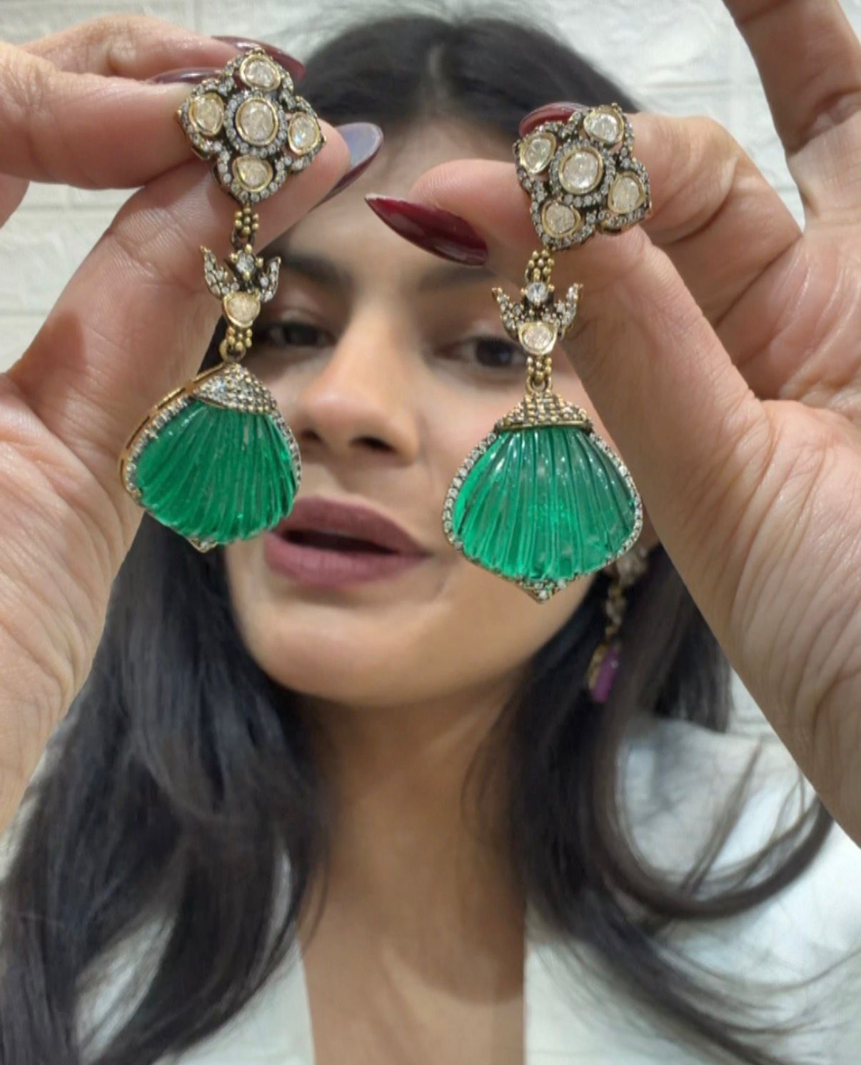 Purple Shell Dangler Earrings