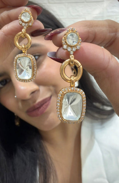 Gold‑Plated Crystal Drop Earrings