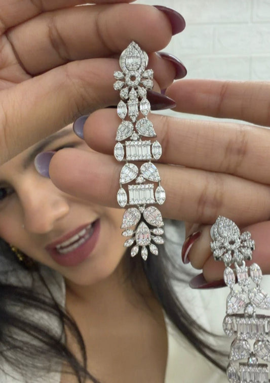 Diamond Studded Dangler Earrings