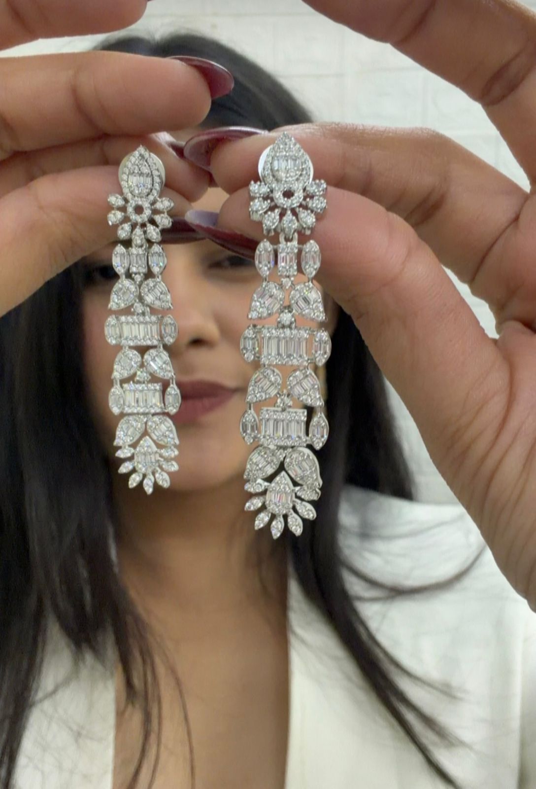 Diamond Studded Dangler Earrings