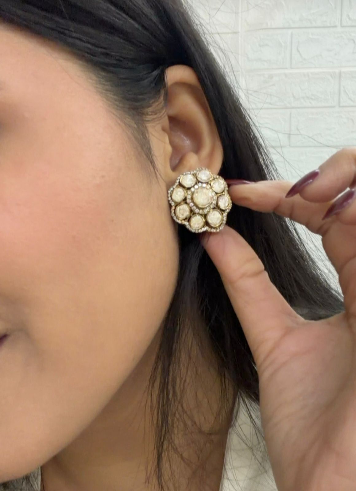 Diamond Leaf Dangler Earrings