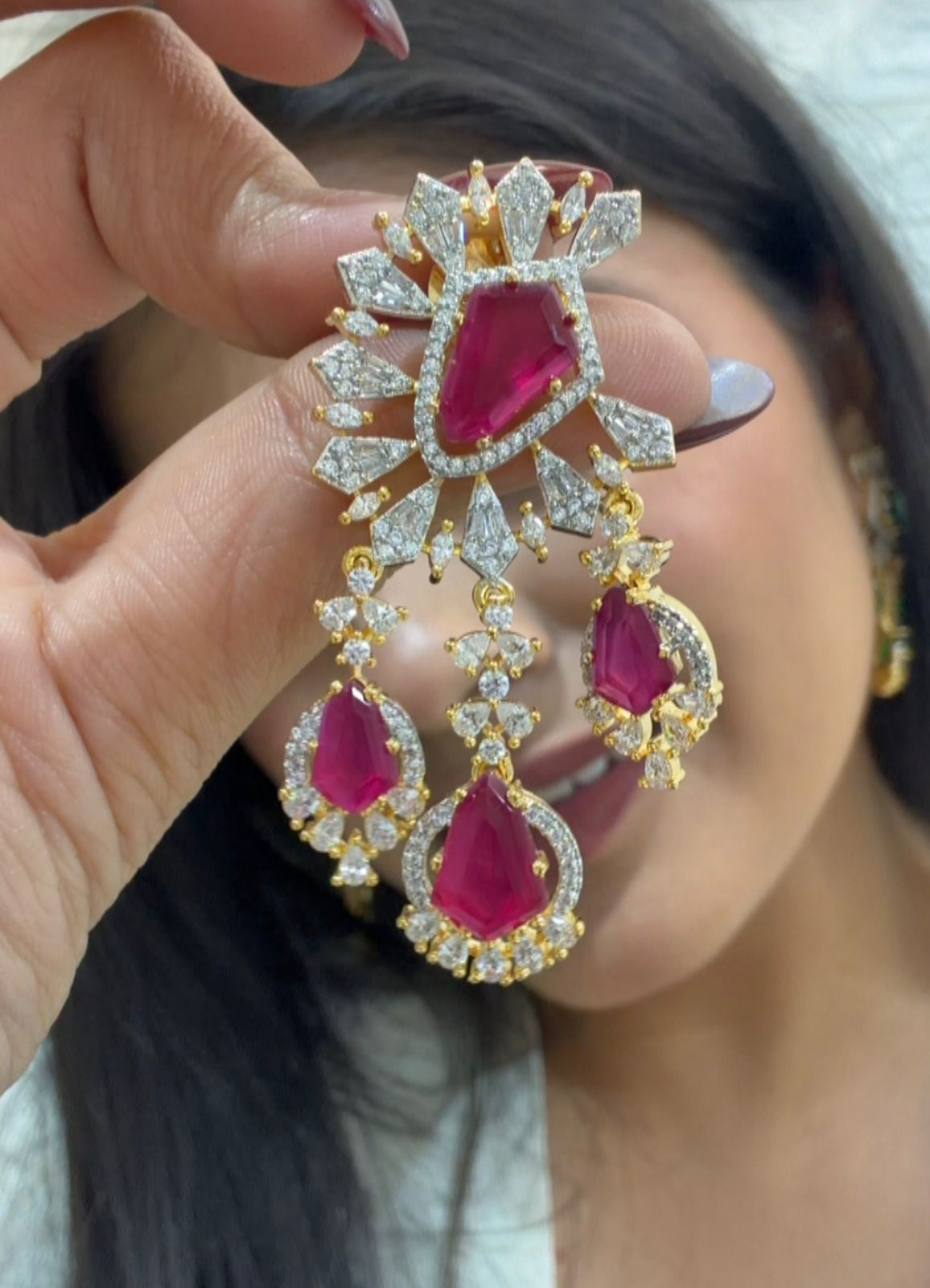 Diamond Stud Earrings (Polki/Kundan Style)