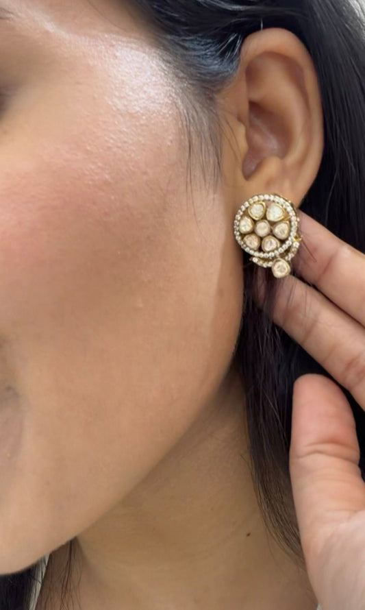 Diamond Cut Kundan Hoop Earrings (or simply Kundan Stone Hoop Earrings)